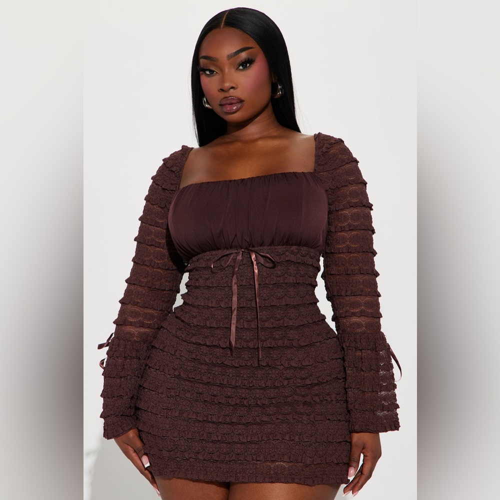 Fashion Nova Brown Dress Bell Sleeves 3X